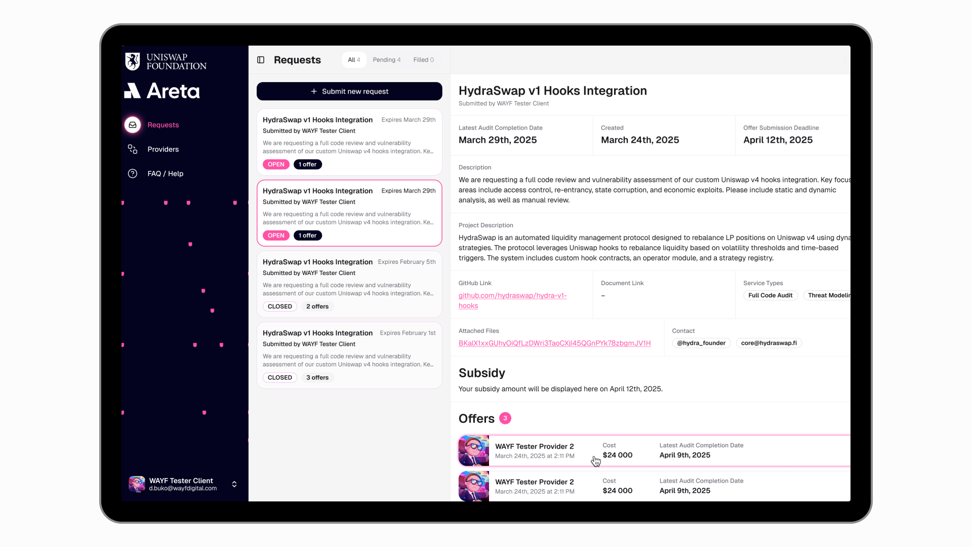 Areta Market — crypto-native audit marketplace platform